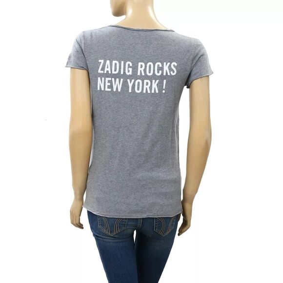 Zadig & Voltaire "Zadig Rocks New York" T-Shirt Top Printed Gray S New 280824 - Picture 1 of 5